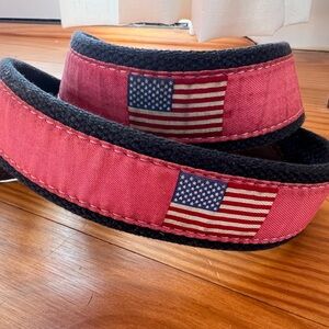 Vineyard Vines Red Canvas and Leather American Flag Belt 34